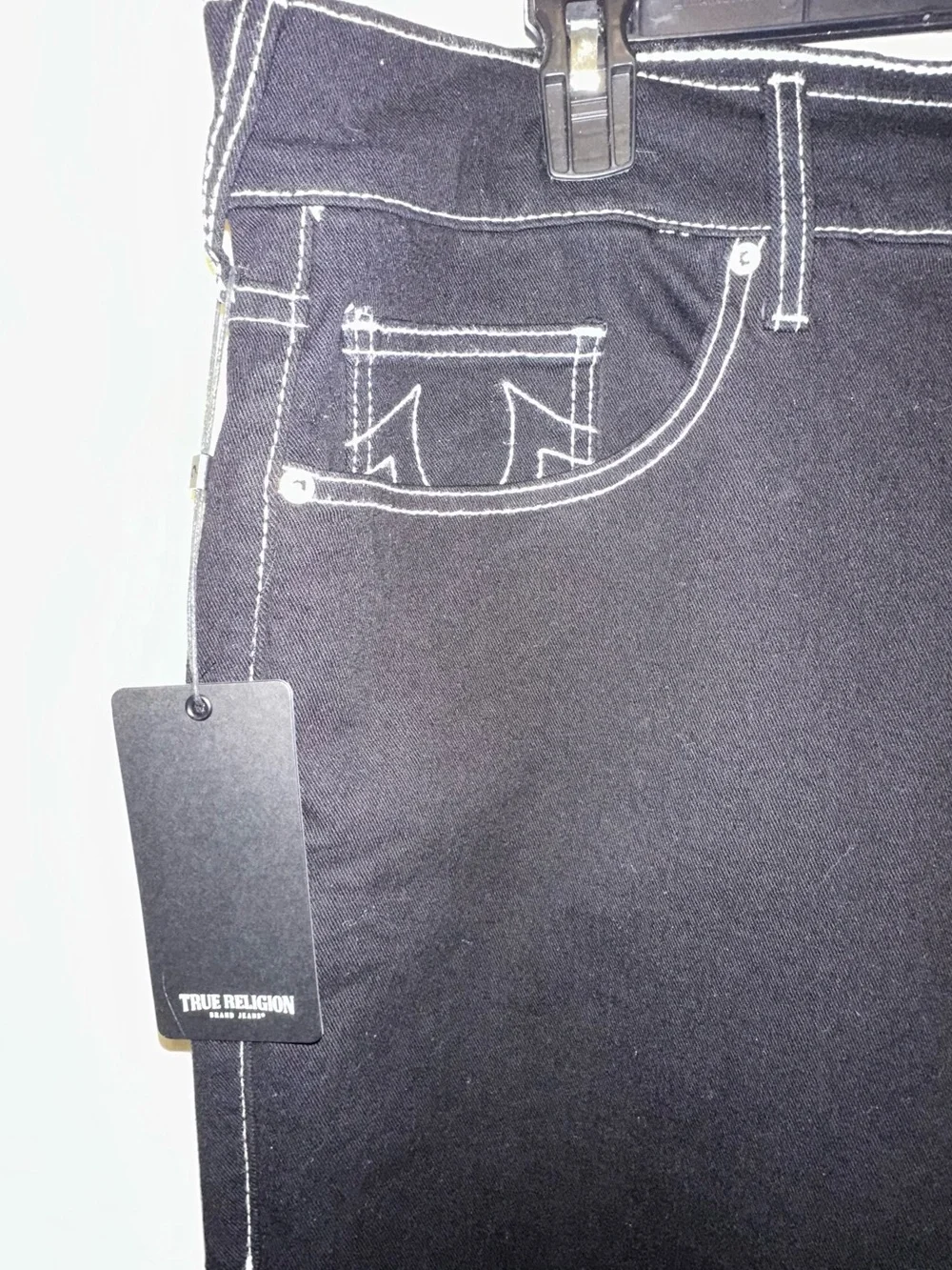 True Religion Black Skinny Jeans with White Contrast Stitching